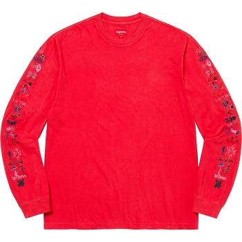 Supreme AOI Icons L/S Top Sweaters Red | MY314HK