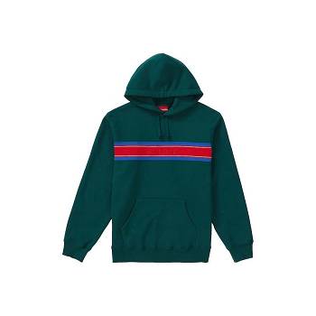 Supreme Chest Stripe Logo Hooded Sweatshirts Green | MY270BC
